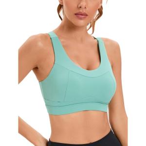 imageRUNNING GIRL High Impact Sports Bras for WomenRacerback Running Bra Workout Crop Tank Tops Longline Sports Bra Push upDgreen