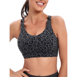 imageRUNNING GIRL High Impact Sports Bras for WomenRacerback Running Bra Workout Crop Tank Tops Longline Sports Bra Push upDleopard Print