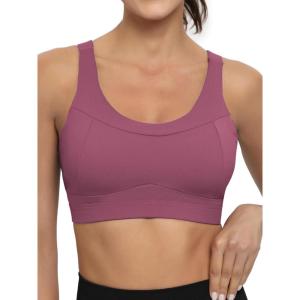 imageRUNNING GIRL High Impact Sports Bras for WomenRacerback Running Bra Workout Crop Tank Tops Longline Sports Bra Push upDpink