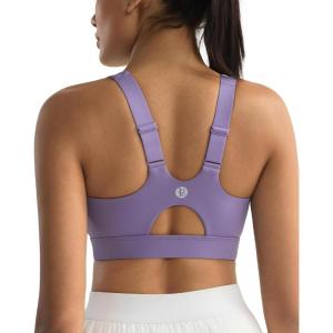 imageRUNNING GIRL Sports Bras for Women High SupportAdjustable Racerback Molded Cup Sports Bra Yoga Athletic Workout BraMisty Purple