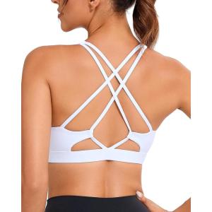 imageRUNNING GIRL Sports Bras for Women MediumHigh Impact Running Strappy Sports Bra with Removable Pads2snow White