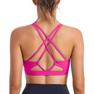 imageRUNNING GIRL Sports Bras for Women MediumHigh Impact Running Strappy Sports Bra with Removable Pads2super Pink