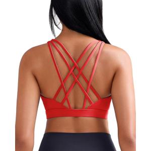 imageRUNNING GIRL Sports Bras for Women MediumHigh Impact Running Strappy Sports Bra with Removable PadsRed