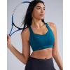imageRUNNING GIRL Sports Bras for Women Medium Support V Neck Molded Cup Sports Bras with Sewn in Pads Racerback Running BraDark Blue