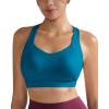 imageRUNNING GIRL Sports Bras for Women Medium Support V Neck Molded Cup Sports Bras with Sewn in Pads Racerback Running BraDark Blue