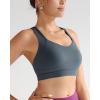 imageRUNNING GIRL Sports Bras for Women Medium Support V Neck Molded Cup Sports Bras with Sewn in Pads Racerback Running BraDeep Grey