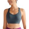 imageRUNNING GIRL Sports Bras for Women Medium Support V Neck Molded Cup Sports Bras with Sewn in Pads Racerback Running BraDeep Grey