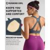 imageRUNNING GIRL Sports Bras for Women Medium Support V Neck Molded Cup Sports Bras with Sewn in Pads Racerback Running BraDeep Grey