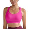 imageRUNNING GIRL Sports Bras for Women Medium Support V Neck Molded Cup Sports Bras with Sewn in Pads Racerback Running BraHot Pink