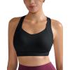 imageRUNNING GIRL Sports Bras for Women Medium Support V Neck Molded Cup Sports Bras with Sewn in Pads Racerback Running BraJet Black