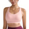 imageRUNNING GIRL Sports Bras for Women Medium Support V Neck Molded Cup Sports Bras with Sewn in Pads Racerback Running BraPink Peony