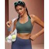 imageRUNNING GIRL Sports Bras for Women Medium Support V Neck Molded Cup Sports Bras with Sewn in Pads Racerback Running BraSage Green