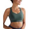 imageRUNNING GIRL Sports Bras for Women Medium Support V Neck Molded Cup Sports Bras with Sewn in Pads Racerback Running BraSage Green