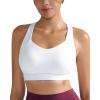 imageRUNNING GIRL Sports Bras for Women Medium Support V Neck Molded Cup Sports Bras with Sewn in Pads Racerback Running BraSnow White