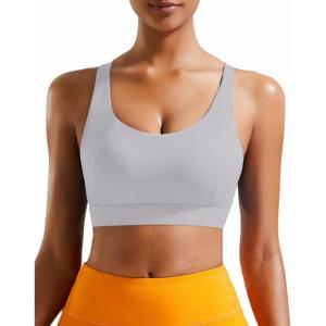 imageRUNNING GIRL Sports Bras for Women High Support High Impact Racerback Molded Cup Sports Bra Workout Yoga BrasGrey