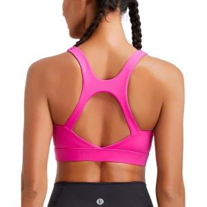 imageRUNNING GIRL Sports Bras for Women High Support High Impact Racerback Molded Cup Sports Bra Workout Yoga BrasHot Pink