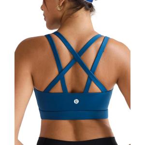 imageRUNNING GIRL Sports Bras for WomenMolded Cup Strappy Running High Support Sports Bras Workout Yoga BraDark Blue