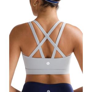 imageRUNNING GIRL Sports Bras for WomenMolded Cup Strappy Running High Support Sports Bras Workout Yoga BraGrey