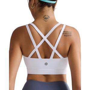 imageRUNNING GIRL Sports Bras for WomenMolded Cup Strappy Running High Support Sports Bras Workout Yoga BraWhite