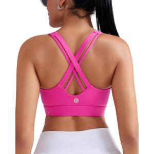 imageRUNNING GIRL High Impact Sports Bras for WomenCriss Cross Back Molded Cup Running Bra with Sewn in PadsHot Pink