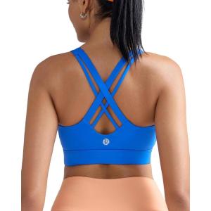 imageRUNNING GIRL High Impact Sports Bras for WomenCriss Cross Back Molded Cup Running Bra with Sewn in PadsSparkle Blue