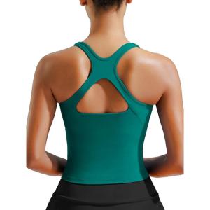 imageRUNNING GIRL Sports Bras for Women High Impact Molded Cup Compression Running Tops with Removable Pads Best for AD CupGreen