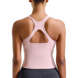 imageRUNNING GIRL Sports Bras for Women High Impact Molded Cup Compression Running Tops with Removable Pads Best for AD CupPink