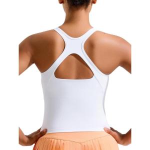 imageRUNNING GIRL Sports Bras for Women High Impact Molded Cup Compression Running Tops with Removable Pads Best for AD CupWhite