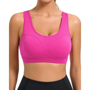 imageRUNNING GIRL Sports Bras for Women High Support Moulded Cup High Impact Sports Bras Racerback Workout Running Yoga BraHot Pink