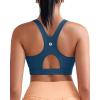 imageRUNNING GIRL High Impact Sports Bra for WomenZip Front Adjustable Strap CrissCross Back Padded Workout Yoga BraAdark Blue