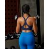 imageRUNNING GIRL Sports Bra for WomenY Back Molded Cup Strappy Running Sports Bra with Sewn in PadsNavy Blue