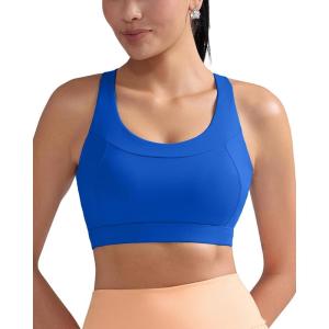 imageRUNNING GIRL High Impact Sports Bra for WomenZip Front Adjustable Strap CrissCross Back Padded Workout Yoga BraAblue