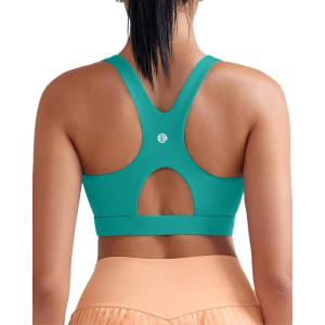 imageRUNNING GIRL High Impact Sports Bra for WomenZip Front Adjustable Strap CrissCross Back Padded Workout Yoga BraAbright Green