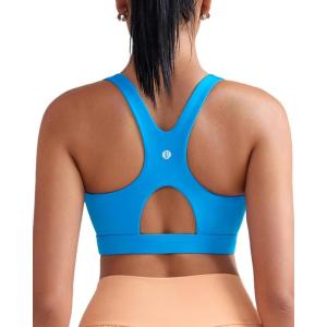 imageRUNNING GIRL High Impact Sports Bra for WomenZip Front Adjustable Strap CrissCross Back Padded Workout Yoga BraAbrilliant Blue