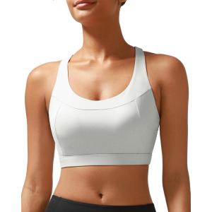 imageRUNNING GIRL High Impact Sports Bra for WomenZip Front Adjustable Strap CrissCross Back Padded Workout Yoga BraAgrey