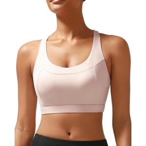 imageRUNNING GIRL High Impact Sports Bra for WomenZip Front Adjustable Strap CrissCross Back Padded Workout Yoga BraApink