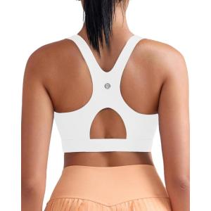 imageRUNNING GIRL High Impact Sports Bra for WomenZip Front Adjustable Strap CrissCross Back Padded Workout Yoga BraAwhite