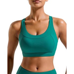 imageRUNNING GIRL High Impact Sports Bra for WomenZip Front Adjustable Strap CrissCross Back Padded Workout Yoga BraBgreen