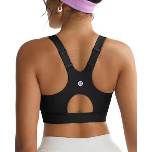 imageRUNNING GIRL Sports Bra for WomenAdjustable Straps Molded Cup High Impact Sports Bras for Women with Sewn in PadsBlack
