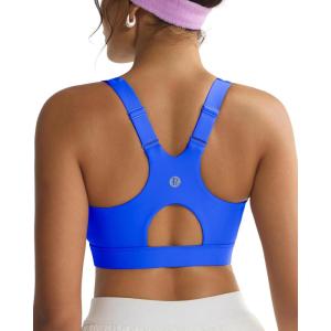 imageRUNNING GIRL Sports Bra for WomenAdjustable Straps Molded Cup High Impact Sports Bras for Women with Sewn in PadsSparkle Blue