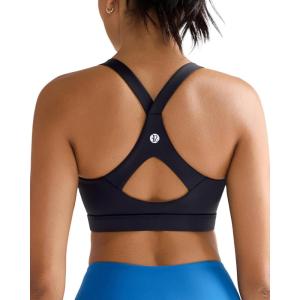 imageRUNNING GIRL Sports Bra for WomenY Back Molded Cup Strappy Running Sports Bra with Sewn in PadsBlack