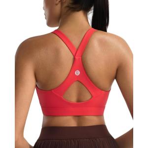 imageRUNNING GIRL Sports Bra for WomenY Back Molded Cup Strappy Running Sports Bra with Sewn in PadsDeep Red
