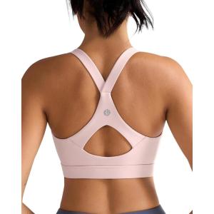 imageRUNNING GIRL Sports Bra for WomenY Back Molded Cup Strappy Running Sports Bra with Sewn in PadsPink