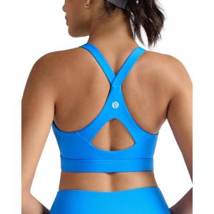 imageRUNNING GIRL Sports Bra for WomenY Back Molded Cup Strappy Running Sports Bra with Sewn in PadsSparkle Blue