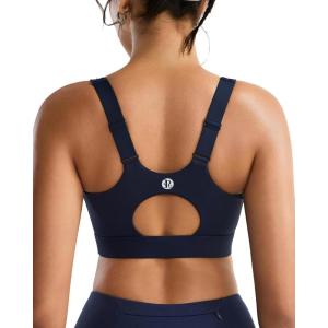imageRUNNING GIRL Sports Bras for Women High Support Adjustable Straps High Impact Molded Cup Sports Bra with Sewn in PadsNavy Blue