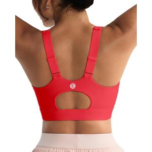 imageRUNNING GIRL Sports Bras for Women High Support Adjustable Straps High Impact Molded Cup Sports Bra with Sewn in PadsRed
