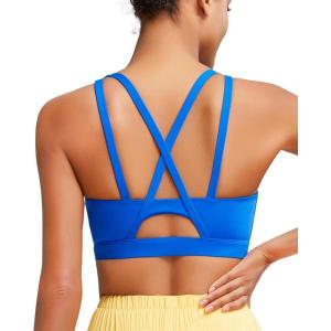 imageRUNNING GIRL Sports Bras for Women High Support Molded Cup Strappy High Impact Sports Bras for Women with Sewn in PadsBlue