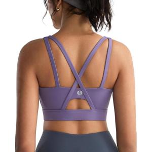 imageRUNNING GIRL Sports Bras for Women High Support Molded Cup Strappy High Impact Sports Bras for Women with Sewn in PadsPurple
