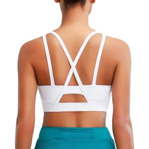 imageRUNNING GIRL Sports Bras for Women High Support Molded Cup Strappy High Impact Sports Bras for Women with Sewn in PadsWhite