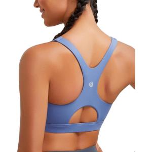 imageRUNNING GIRL Sports Bras for Women High SupportRacerback High Impact Grey Sports Bra Moulded Cup Workout Bra Push upDlight Blue